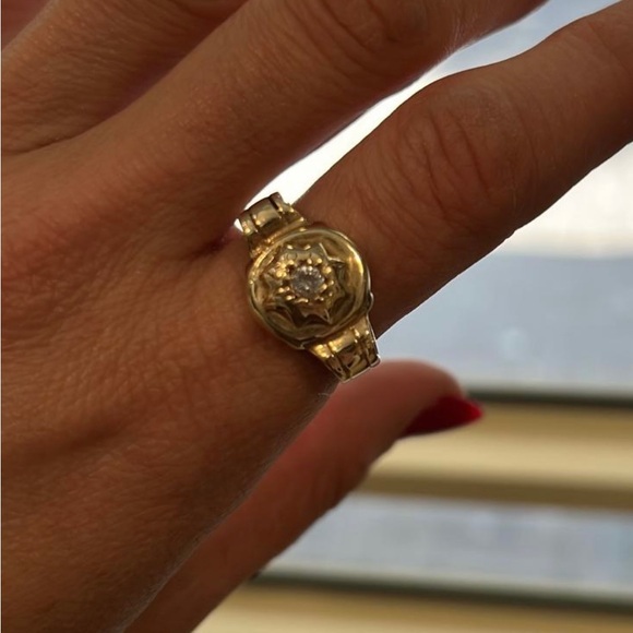 Unique vintage ring with diamond, 14K - Picture 1 of 5